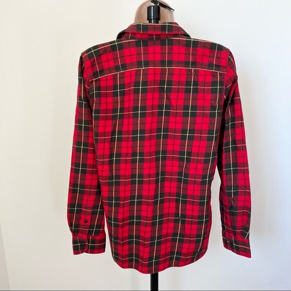 Lauren Ralph Lauren Plaid Flannel Size PM Red Cotton Long Sleeve Button Down - Picture 2 of 7